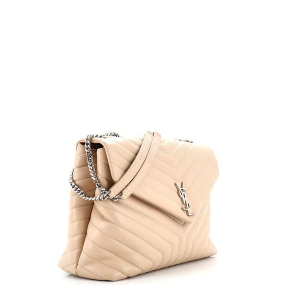 Saint Laurent Loulou Shoulder Bag Matelasse Chevron Leather Large Neutral - Picture 2 of 8